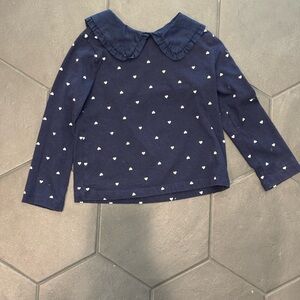 Navy Blue Kids Shirt with White Hearts